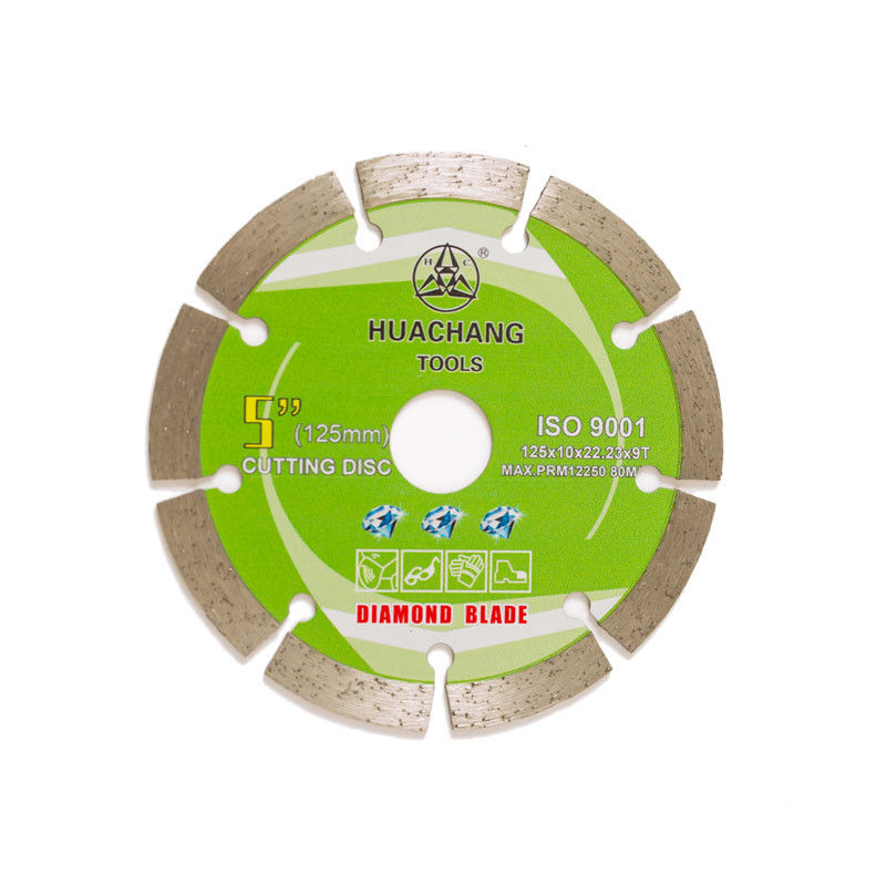 پرس سرد 5 اینچ 125 × 1.2 / 1.8 × 10 × 22.23 × 9T تیغه الماس قطعه بندی شده برای مصارف عمومی، سنگ و بتن