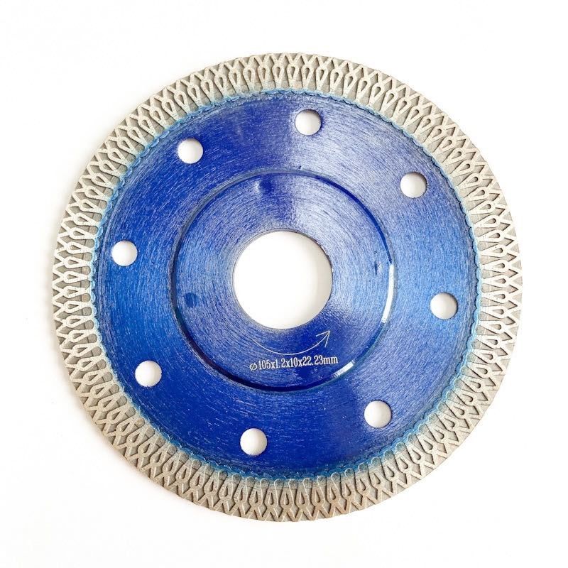 پرس داغ با کیفیت بالا 4 اینچ 105x0.8/1.2x10x20mm تیغه اره الماس دایره ای آبی برای مصارف عمومی، سرامیک، آجری