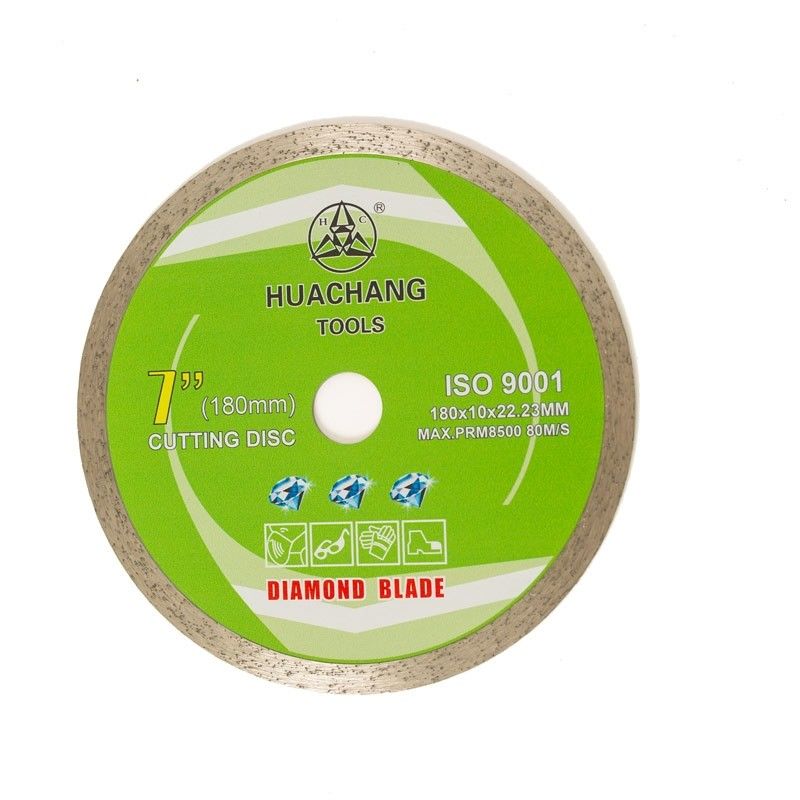 پرس سرد 7 اینچی با کیفیت بالا 180×1.6/2.2×10×22.23 میلی متر تیغه الماس لبه پیوسته برای سرامیک، مرمر